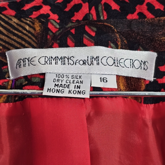 VTG 80's s ANNE CRIMMINS FOR UMI COLLECTIONS 100% SILK FLORAL SKIRT BLAZER 16 - Picture 2 of 16